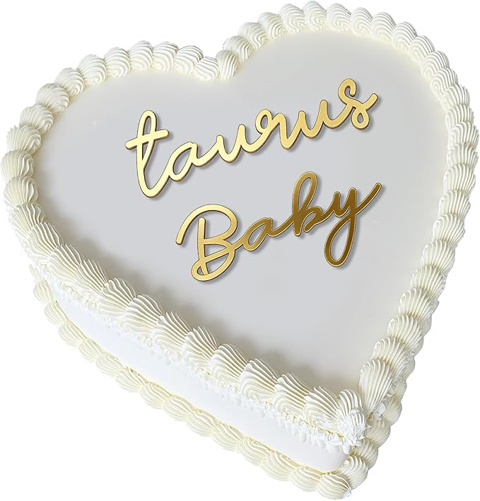 Taurus Cake Topper – Zodiac Birthday Decoration for Taurus Season, Horoscope Party Supplies for Baby or Adult Birthday (Taurus baby golden)