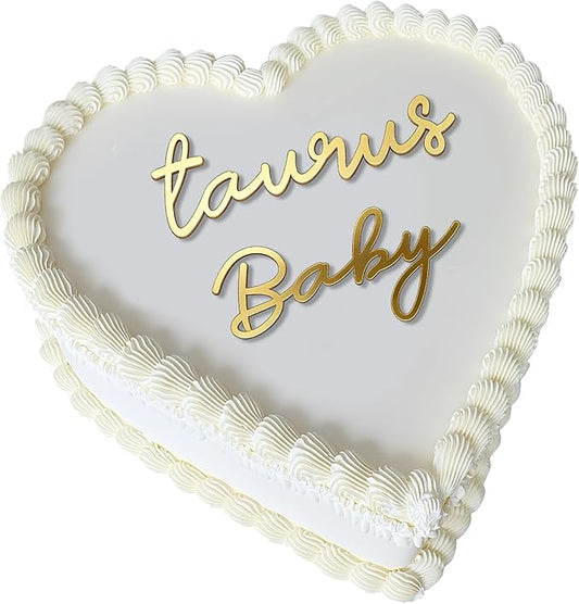 Taurus Cake Topper – Zodiac Birthday Decoration for Taurus Season, Horoscope Party Supplies for Baby or Adult Birthday (Taurus baby golden)