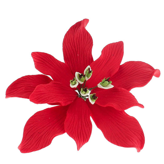 Global Sugar Art Poinsettia Fancy Sugar Cake Flowers, Red, Small, 3 Count by Chef Alan Tetreault. Perfect for Christmas Cake Decorations, Yule Logs, Gingerbread Houses, and more.
