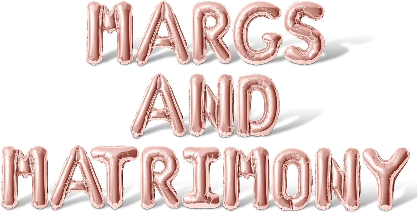 Letter Balloons - MARGS AND MATRIMONY 16" Inch Alphabet Letters Foil Mylar Balloon Bachelorette Party Banner (Rose Gold)