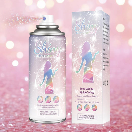 Body Glitter Spray Holographic Shiny Spray for Hair Body Clothes Glitter Highlighter Powder for Festival Rave Prom Party, 4.22 Fl Oz, Pink