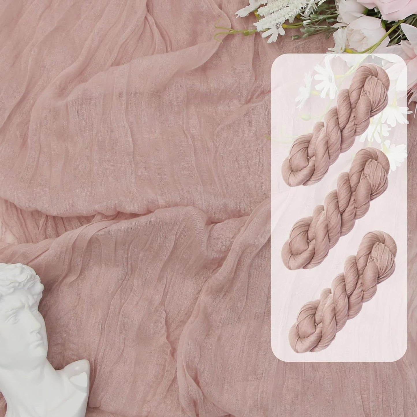 FEXIA 3 Pack Table Runner Dusty Pink Cheesecloth 35x120 Inches Spring Easter Table Runner Burnt for Wedding Decor Reception Bridal Shower Centerpiece Engagement Decor