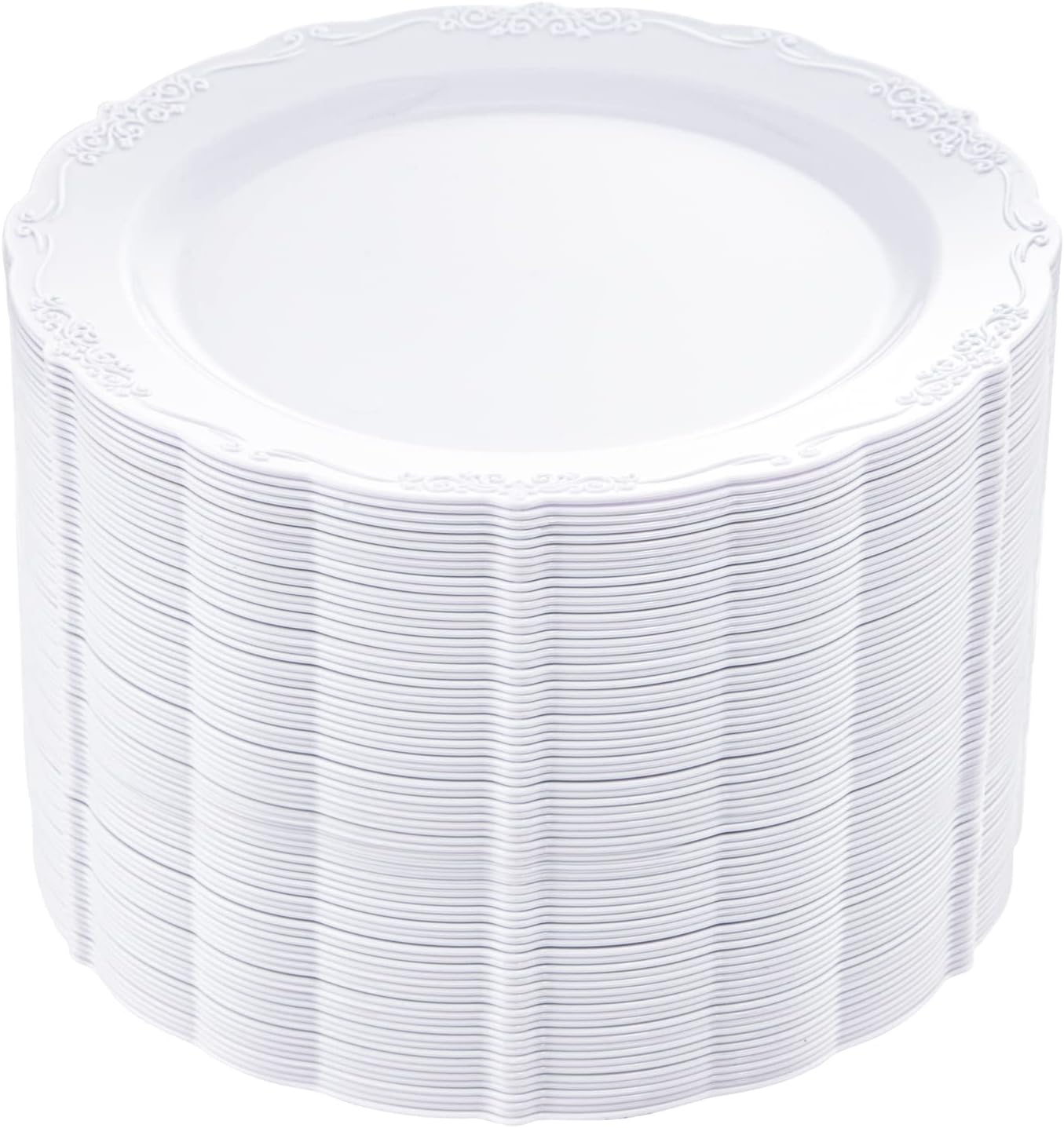 DaYammi 60PCS White Plastic Plates, Heavy Duty White Disposable Plates Premium 10inch Dinner Plates Hard Plastic Plates Disposable for Party Wedding Bridal Shower
