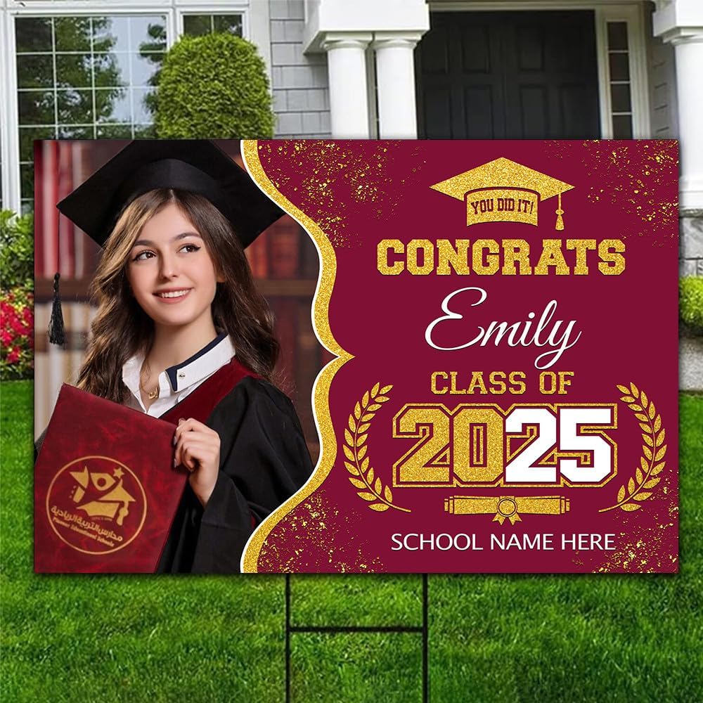 Personalized Graduation Yard Signs, Class of 2025 Sign, Graduation Senior Sign 2025, Graduate Yard Sign, Graduation Decorations Sign, High School Grad, College Graduation Sign #9