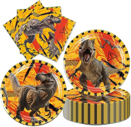 40pcs Dinosaur Birthday Party Decorations Plates and Napkins Dinosaur Party Supplies Favor Tableware Set for Boys Kids Baby Shower
