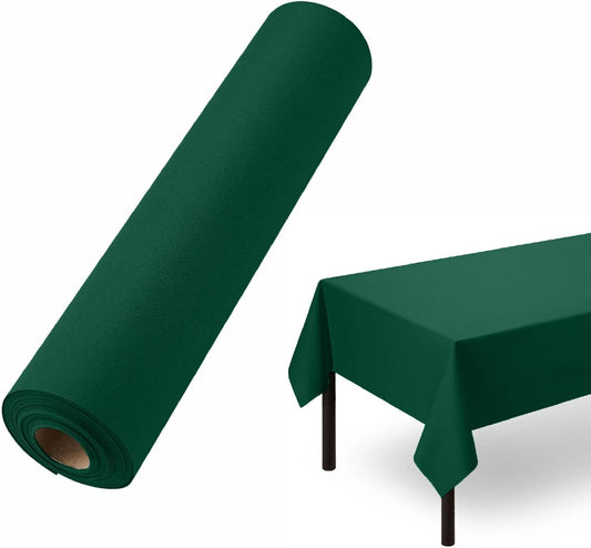 Disposable Tablecloth for Rectangle Table, Linen-Like Green Paper Tablecover for Christmas, Dining Table, Party, Wedding Or Event, 55" W x 80 ft L