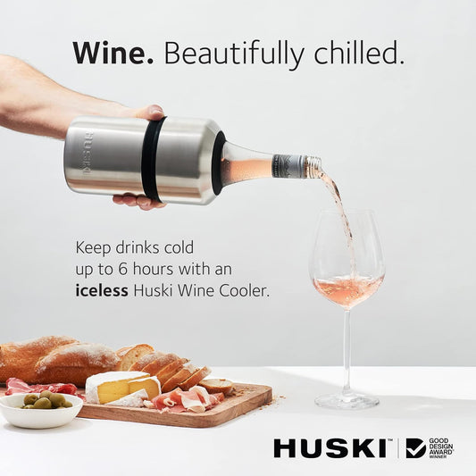 Huski Wine Chiller | Award Winning Iceless Design | Keeps Wine Cold up to 6 Hours | Next Generation Ice Bucket | Fits Some Champagne Bottles | for Wine Lovers (Pink)