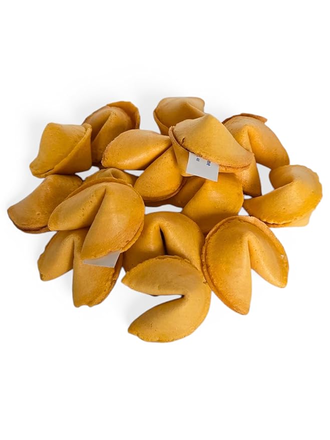 50 Fortune Cookies - Individually Wrapped with Fun, Traditional Fortunes, Lucky Numbers and Chinese Characters - Bundle of 50 Vanilla Cookies