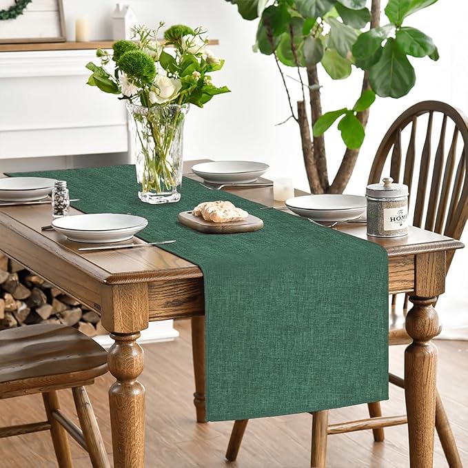 Artoid Mode Forest Green Table Runner, Seasonal Christmas Spring Washable Kitchen Dining Table Decoration for Home Party Decor 13x108 Inch