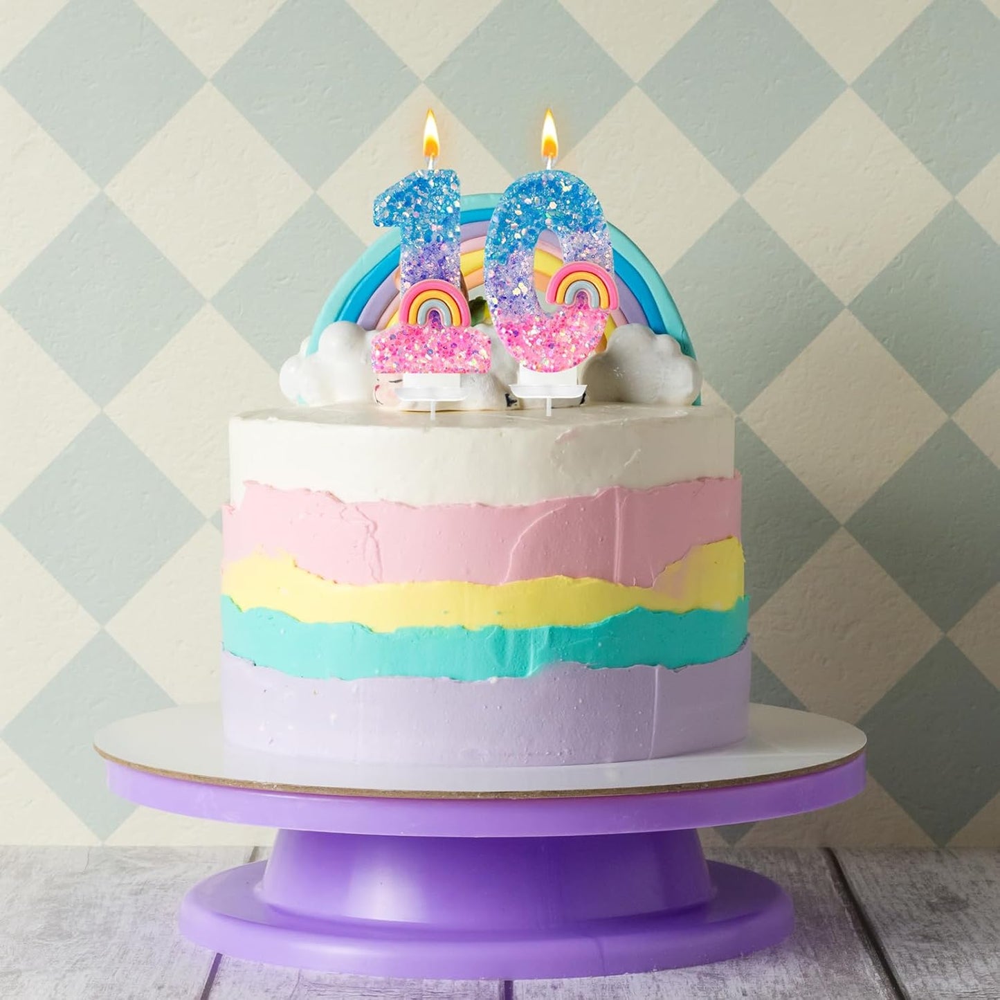 Rainbow Birthday Number Candles, Number 0 Candles, Cupcake Decorations, Macaron Birthday Cake Decorations, Cartoon Theme Party Supplies (Number 0)