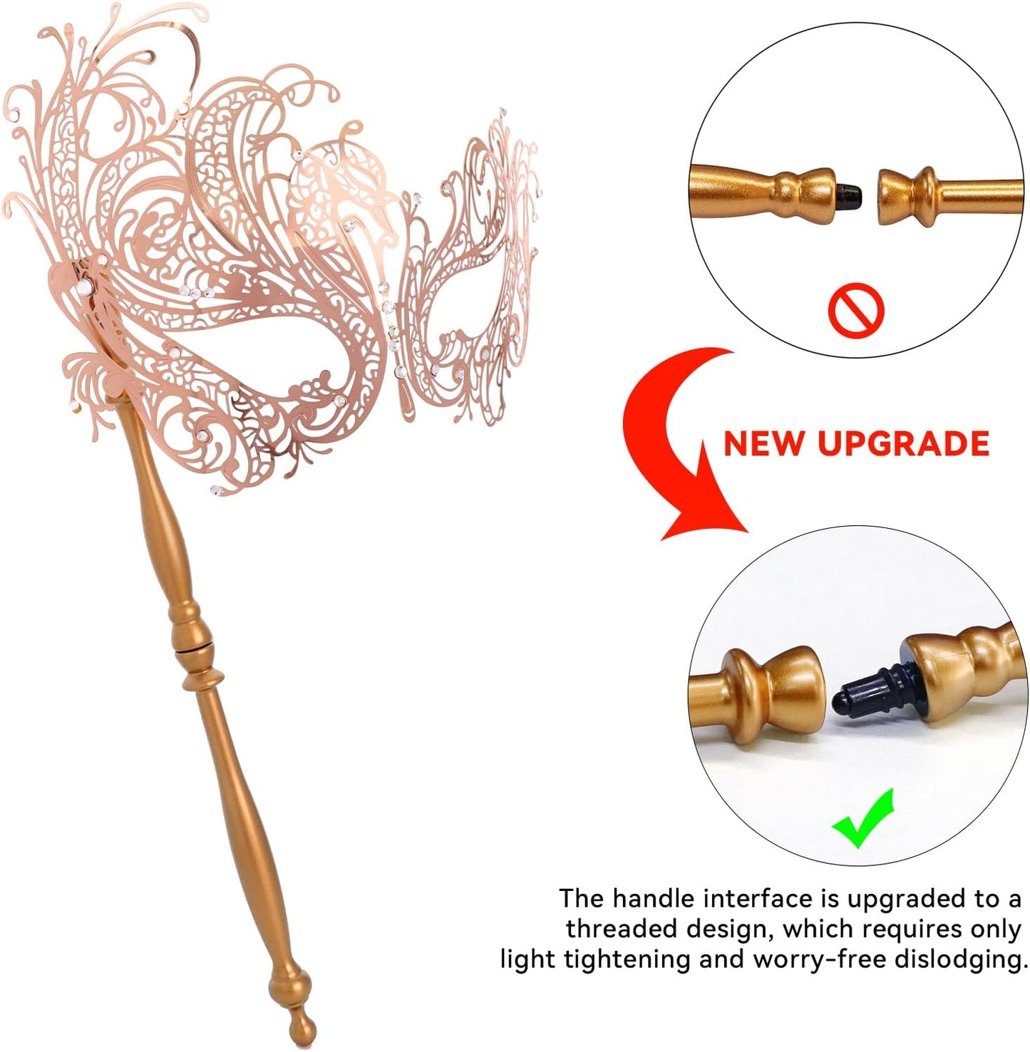 Coddsmz Masquerade Mask with Stick Venetian Mask Mardi Gras Decorations for Womens Halloween Costume Mask