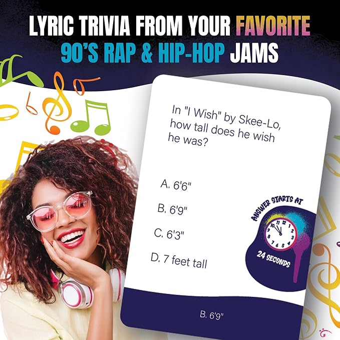 Lyric Legend 90s Hip-Hop and Rap Music Trivia Game Collection – Expandable Multi-Deck Finish The Lyrics Party Game Set for Game Night, Families & Groups - 3 Games in One Box!