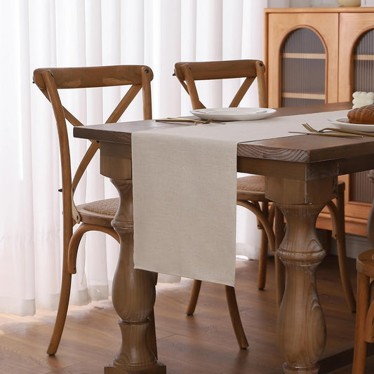 Gernaice Solid Color Table Runner, Rustic Cotton Linen Farmhouse Table Runners for Dresser Dining Living Room Bedroom Home Decor, 48" L X 13" W Beige