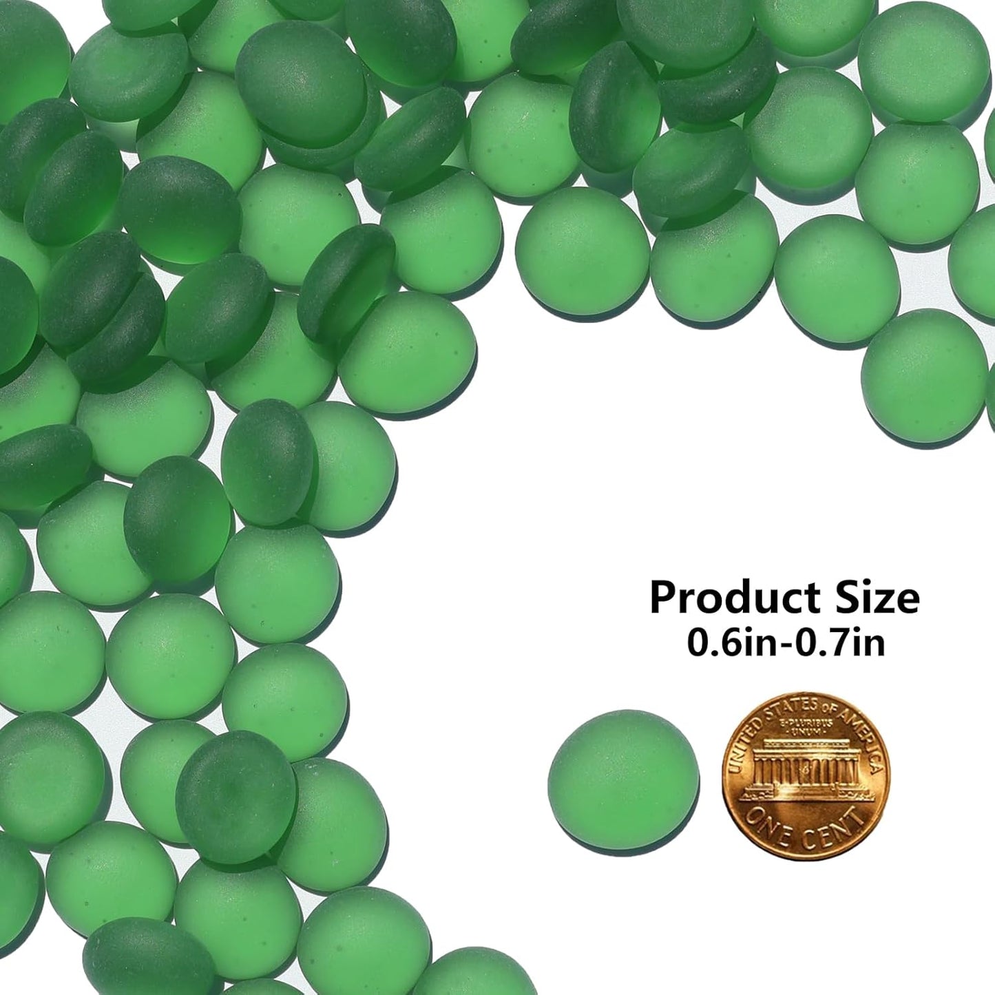 Sea Glass Gems - 0.9 Lb Green Frosted Flat Glass Marbles, Flat Gems Decorative Stones for Vase Fillers, Aquarium Rocks, Floral Supplies, Table Scatter, Craft Mosaics, and DIY Ornaments