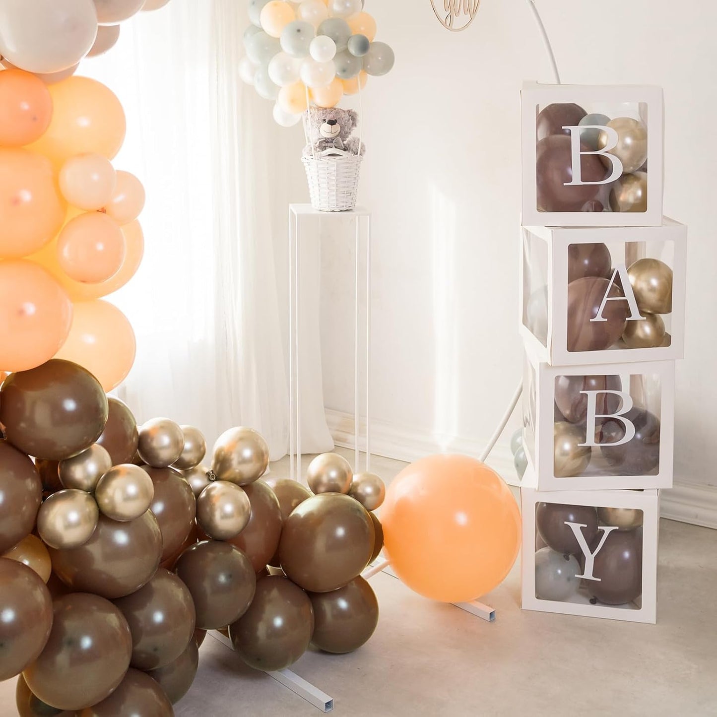 50pcs Brown Balloons, 12inch Dark Brown Latex Neutral Balloons for Birthday Party BOHO Wedding Bear Baby Shower Decoration (With Ribbon & Glue)