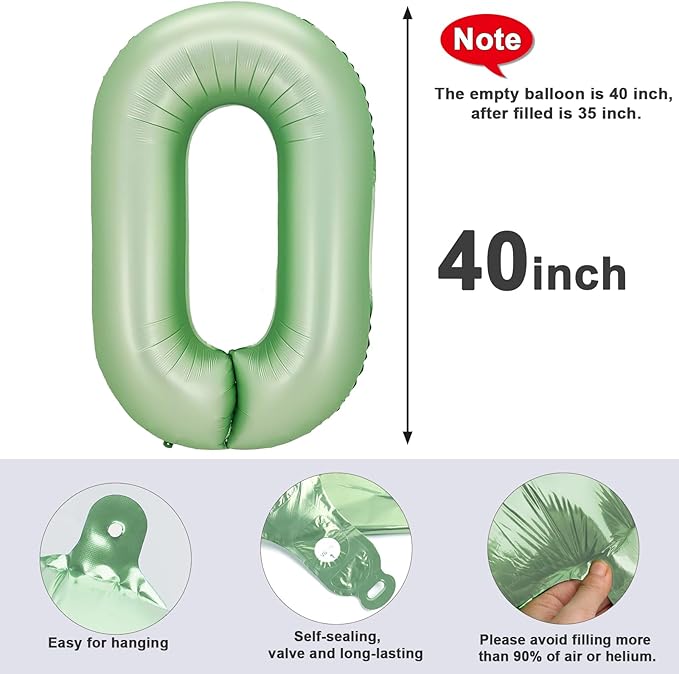 Number 0 Balloons 40 Inch Olive Green Number Balloons for 10 20 30 40 50 60 70 80 90 100 Numbers Balloon Birthday Decorations Wedding Event Baby Shower