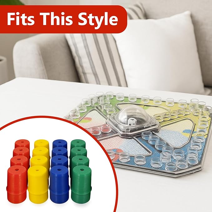 Menethil Trouble Board Game Replacement Parts - 16 Piece Set (Red, Green, Blue, Yellow) - Movers, Pawns & Pegs