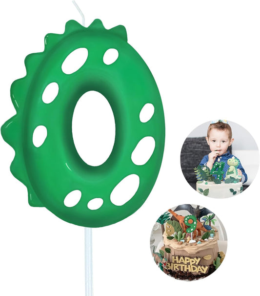 Number Birthday Candles(0 Candle Green) Dinosaur Shape Number Happy Birthday Cake Candles for Dinosaur Birthday Party Decoration Reunions Theme Party