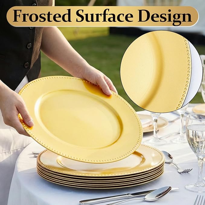12 pcs Gold Charger Plates
