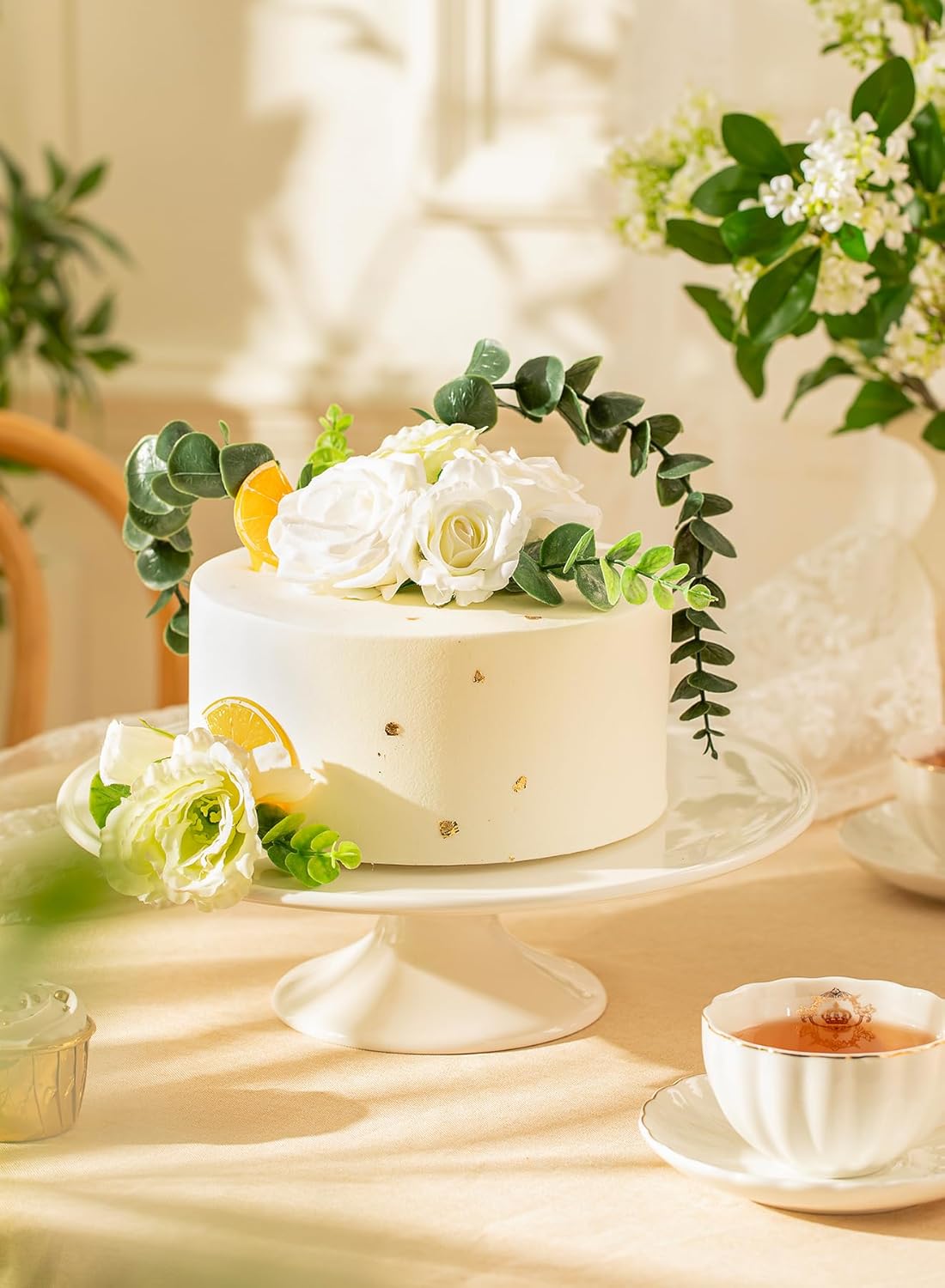 Sweese Porcelain Cake Stand 12-Inch, Round Dessert Display, Elegant White Cupcake Holder for Celebrations, Weddings, Parties – Versatile Serving Platter Premium