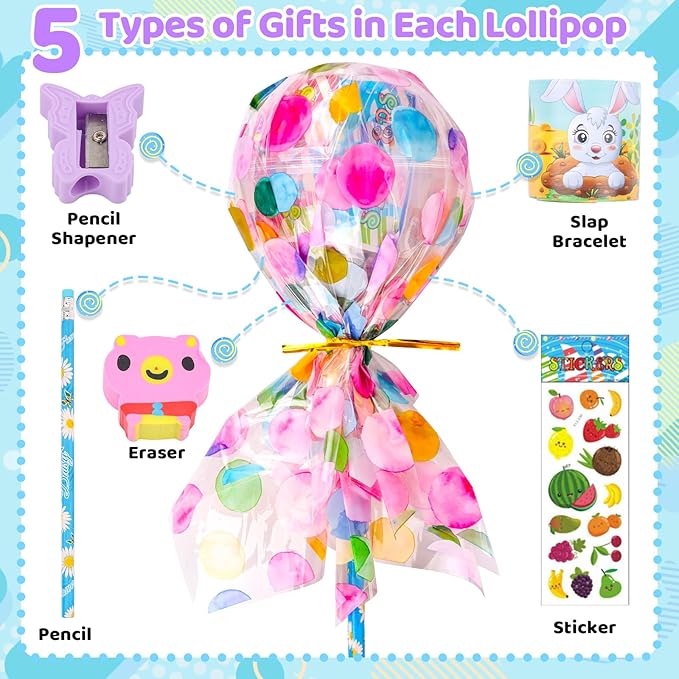 Giant Lollipop Party Favors, 12 Pack Candyland Themed Stationery Birthday Goodie Bags Return Gifts Classroom Rewards Students Gifts