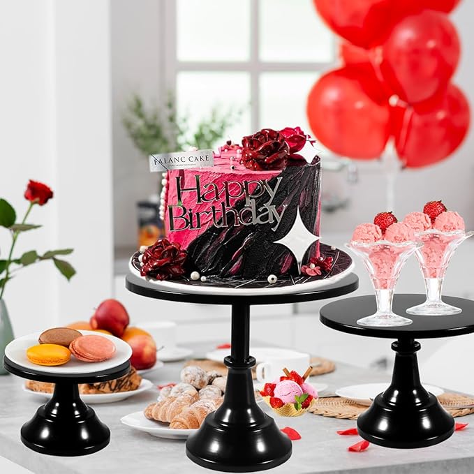 Cashger Cake Stand,7Pcs Round Metal Cake Display Stand 8/10/12Inch Dessert Table Decorations Set Cupcake Holder Party Serving Plate for Baby Shower ,Wedding ,Birthday Party ,Anniversary (Black)