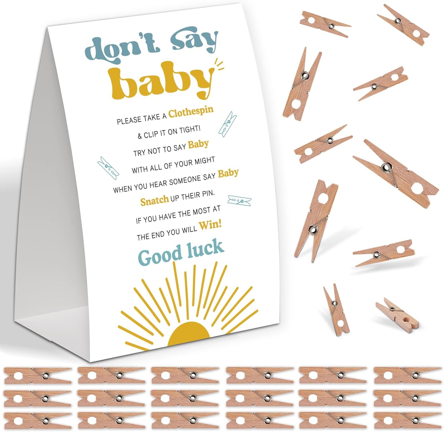Sunshine Shower Decorations,Don't Say Baby Baby Shower Game,Gender Neutral Baby Shower Decorations,Small Clothespin Game,Baby Shower Ideas,Baby Shower Games 50 Guest,Fall Party Games
