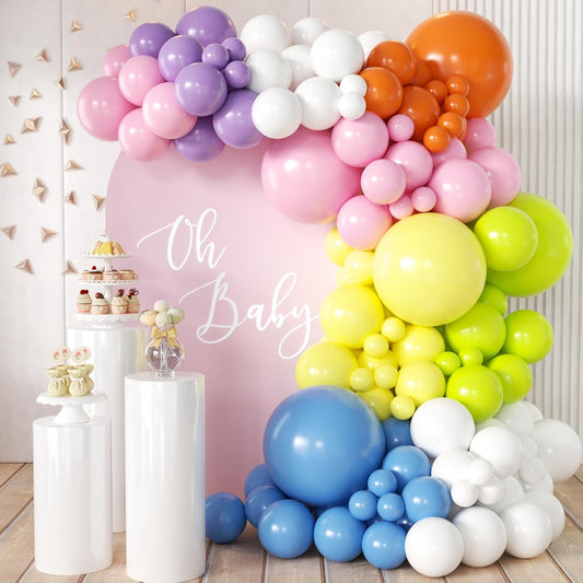 Colorful Rainbow Balloon Arch Kit, 166Pcs Multicolor Birthday Bright Balloons Garland for Birthday Baby Shower Wedding Party Decorations