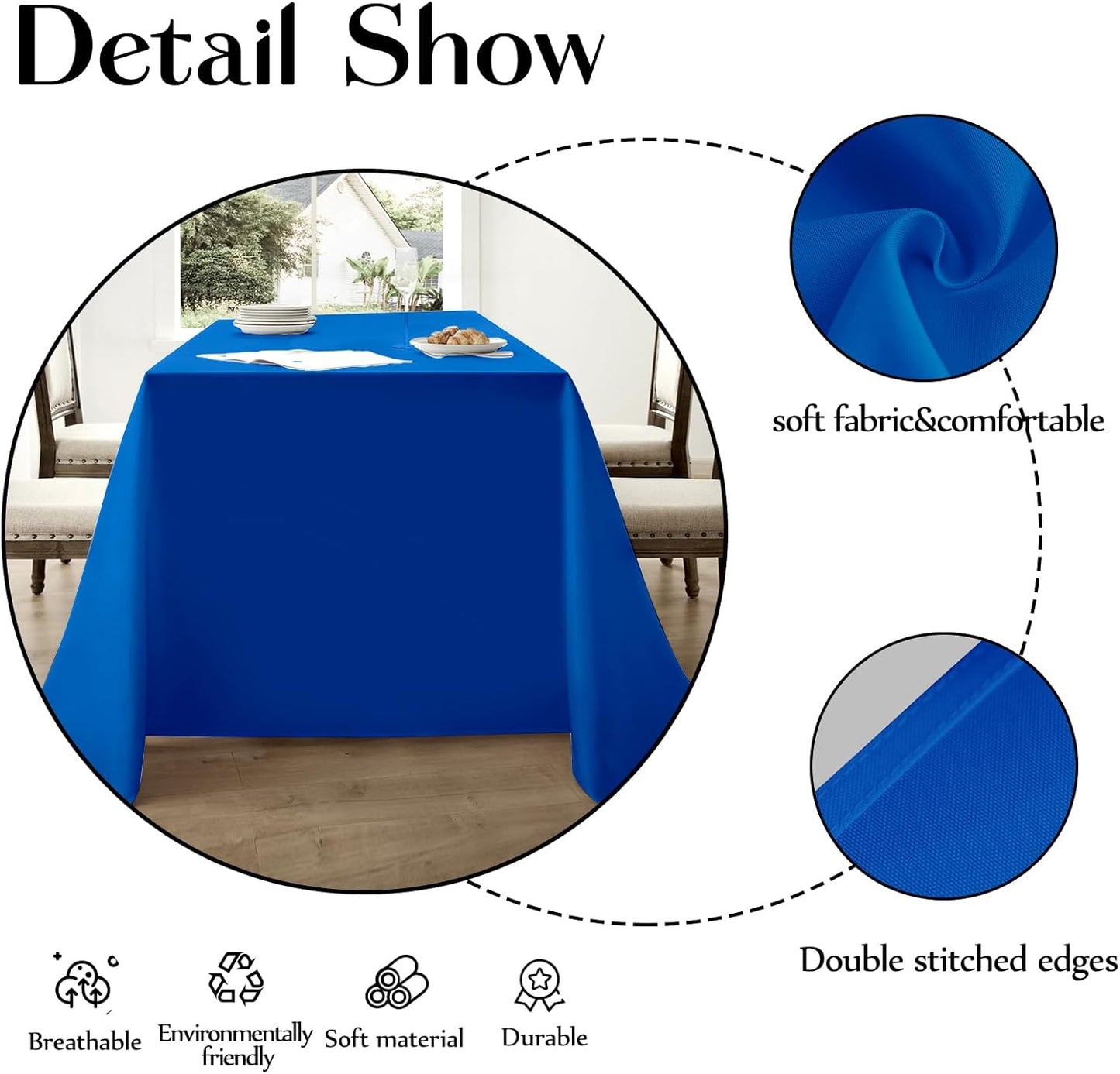 Rectangle Tablecloths 60x120 Inch 6 Pack Royal Blue Tablecloth Washable Decorative Linen Polyester Table Cloths for Dining Table Banquets Buffet Parties and Wedding