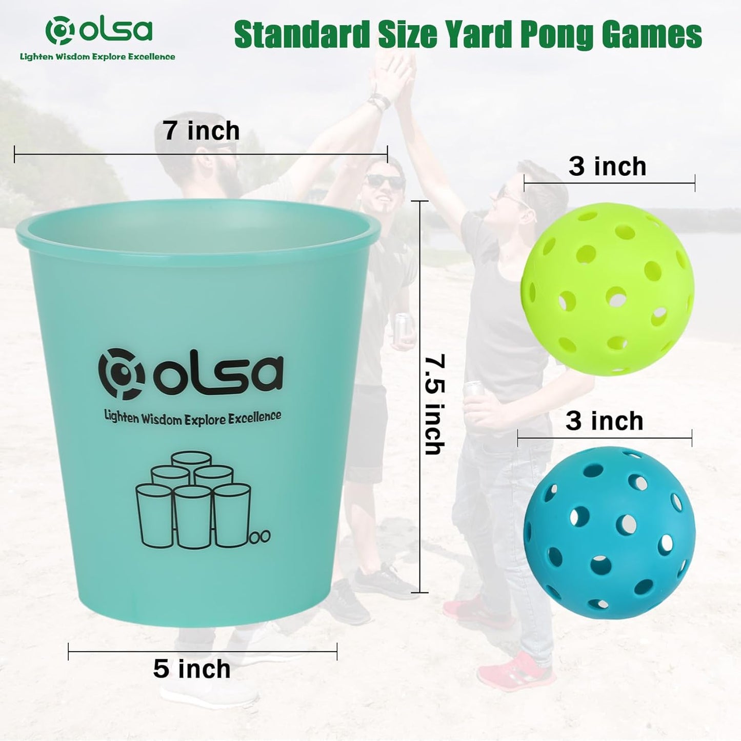 Olsa Giant Yard Pong Outdoor Game, Toss Family Games for Beach Camping Lawn Backyard Party, Indoor Outdoor Games for Adults and Family(Green & Blue Glow in Dark)