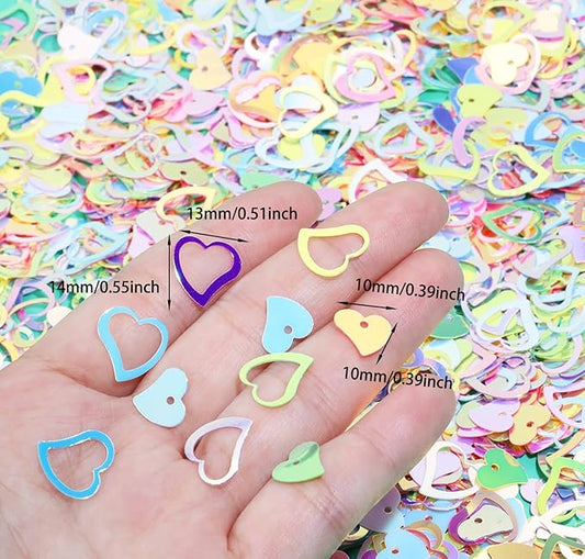 ONLYKXY 1200Pcs Love Heart Shaped Confetti, Table Wedding Decoration, Glitter Confetti for Wedding Party (Glitter Multi-color)