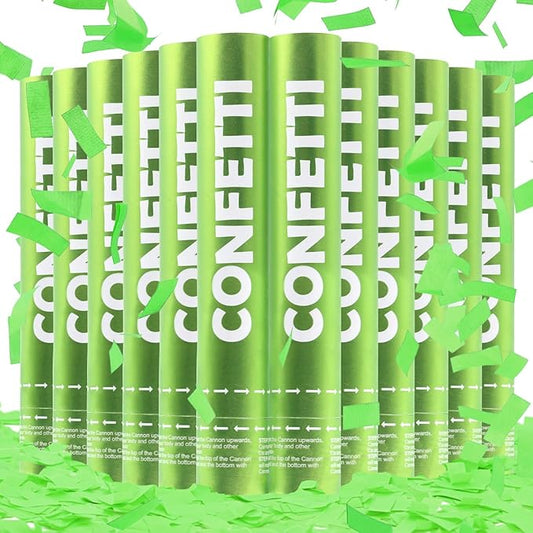 Confetti Cannon Green Biodegradable Confetti Poppers 12Pack Party Poppers Confetti Shooters Green Sticks for Wedding Graduation Engagement Anniversary Bridal Shower Valentines Day Birthday