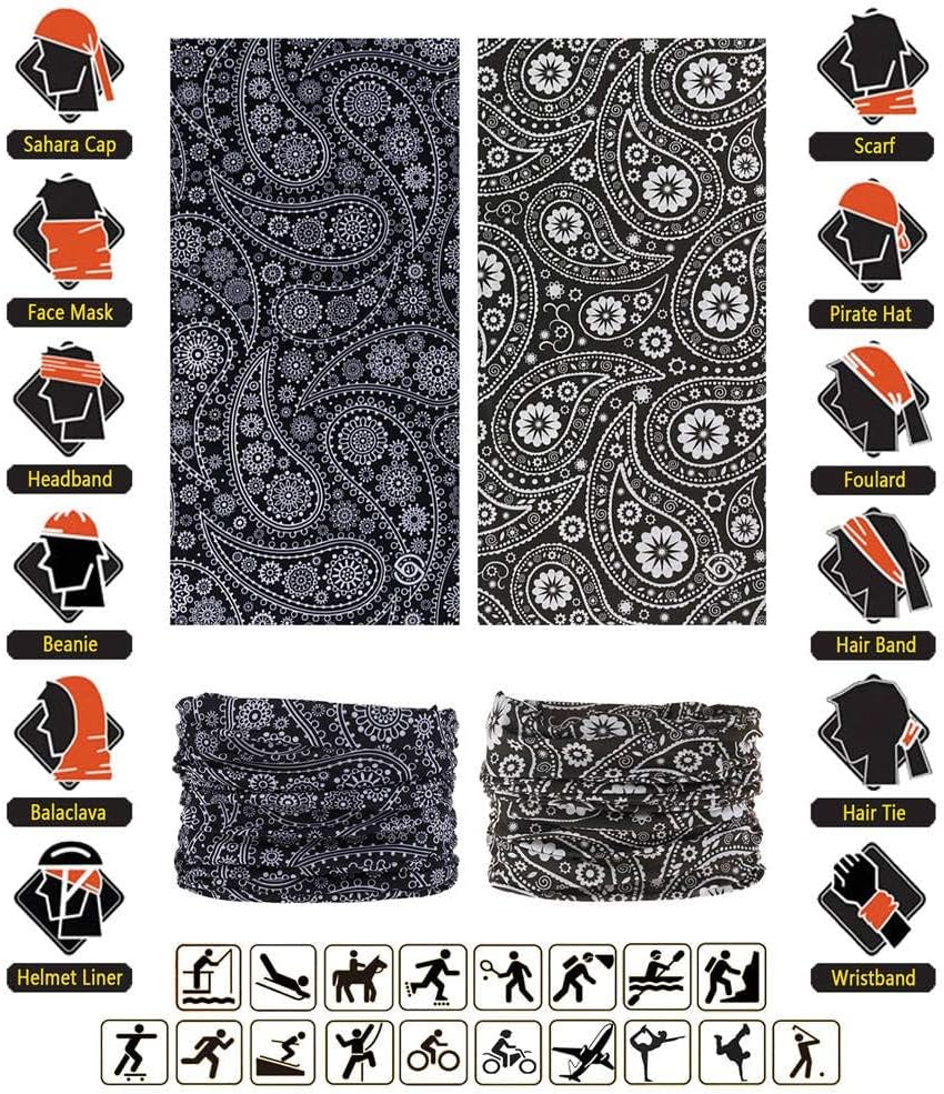 Headband Neck Gaiter Head Wrap Headwear Face Mask Magic Scarf Bandana for Men and Women