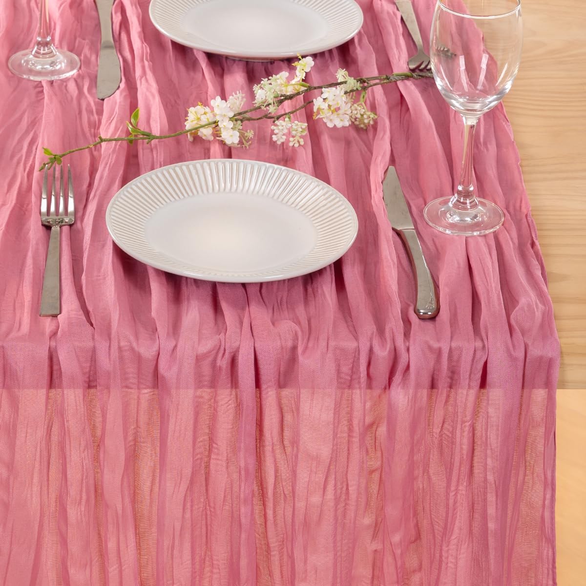 MLMC 3 Pack Mauve Pink Table Runner 10ft Sheer Gauze Cheesecloth Table Runner Bulk Rustic Fall Decor 35x120 Inches for Boho Wedding Bridal Baby Shower Birthday Party Decor