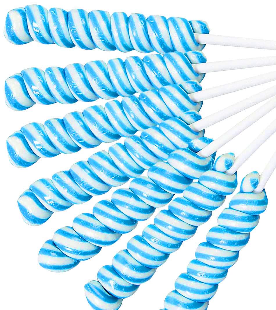 Light Blue Twisty Lollipops - 24 Unicorn Suckers Individually Wrapped Bulk - Baby Shower Candy - Gender Reveal - Candy Buffet - Boy Birthday Party Favors
