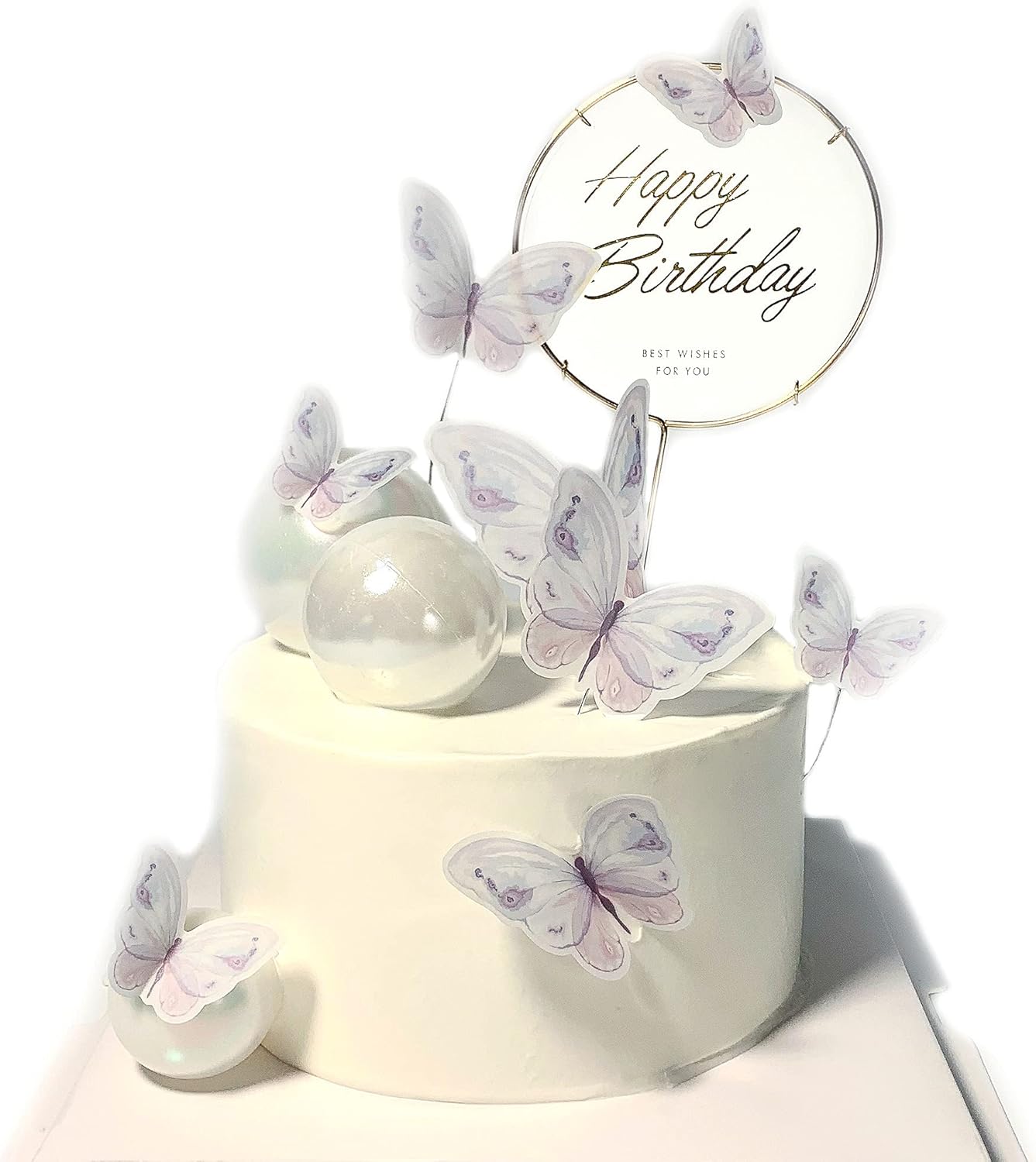 11-Piece Gold Butterfly Cake Toppers Set: Happy Birthday Cake Decorations