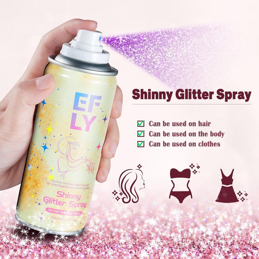 Body Glitter Spray for Hair and Body, Hair Glitter for Clothes, Face, Skin, Long Lasting Spray Glitter Suitable for Music Festival Rave and Makeup Prom 4.05 FL Oz (Purple)