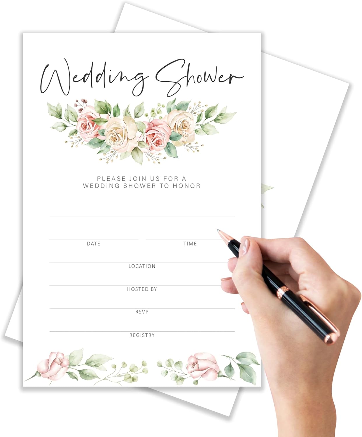 Floral Wedding Shower Invitation Cards with Envelopes Pack of 20 (4"x6") - Floral Wedding Shower Invitations.(172)