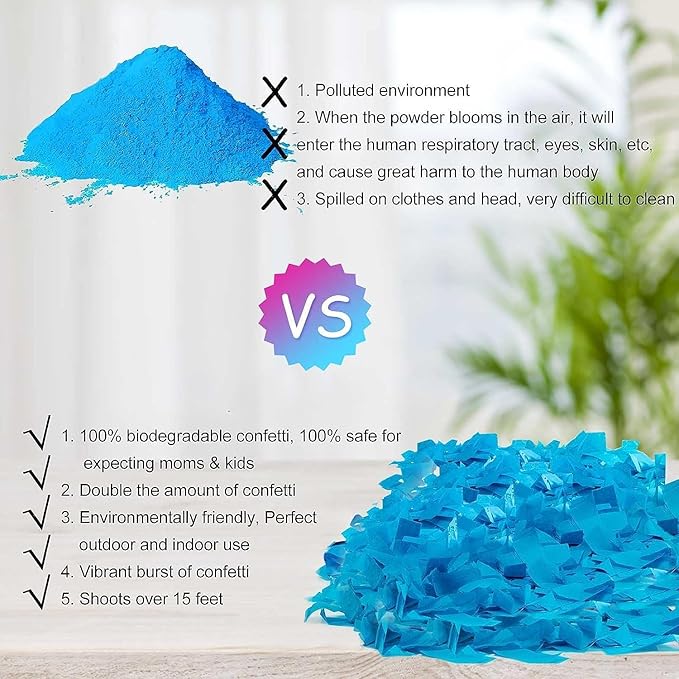 Premium Gender Reveal Confetti Cannon, 4 Pack Blue Gender Reveal Confetti Cannon Popper, for Gender Reveal Decorations
