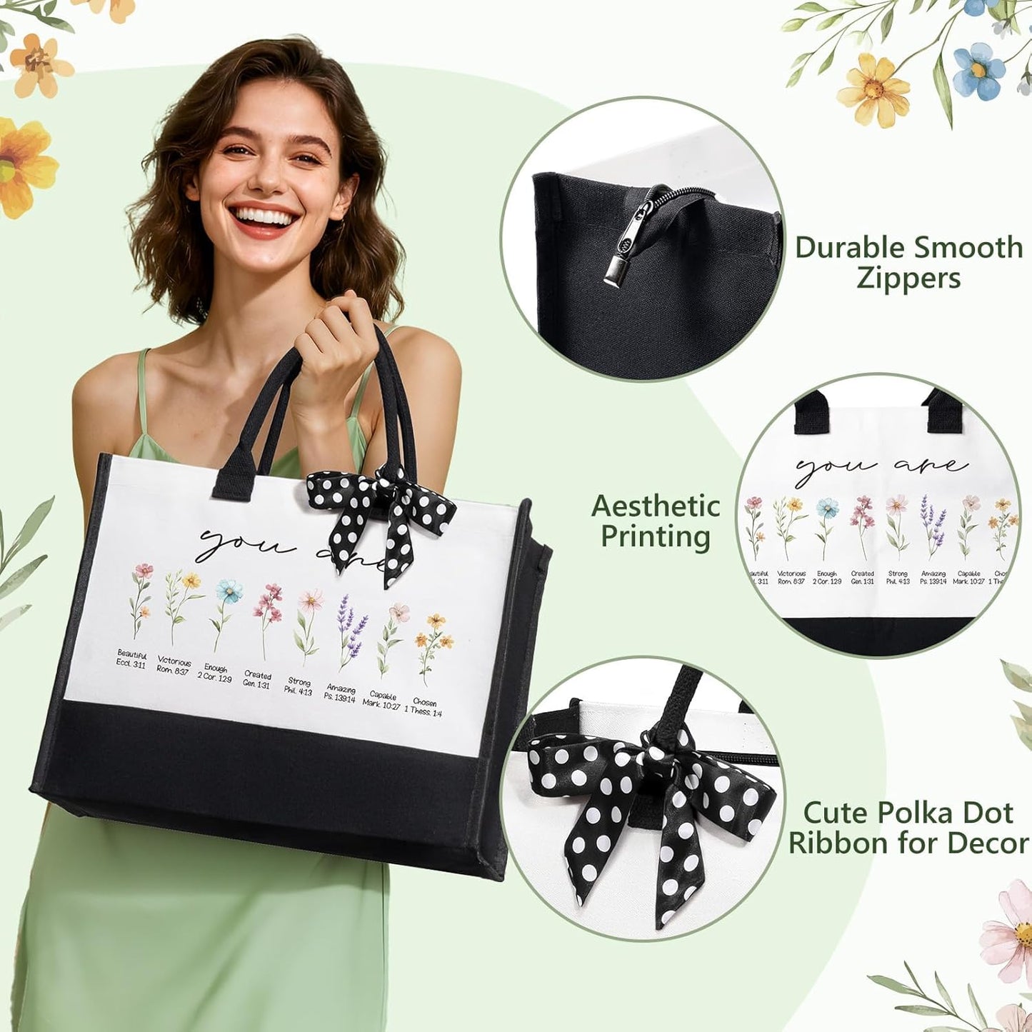 Christian Gifts for Christians Women Faith, Religious Inspirational Gifts for Catholic Women, Spiritual Christmas Birthday Gift Sets for Womens Mom Sister Best Friends Grandma Wife w/ Canvas Tote Bag