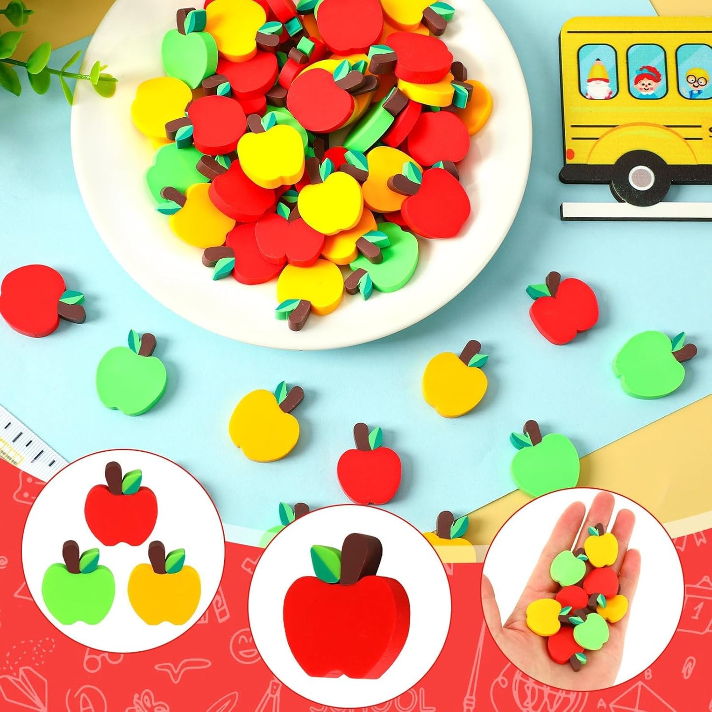 80pcs Apples Polymer Clay Ornaments,Back to School Table Decorations Scatters A-pple Vase Filler for Arts Crafts Decorations Classroom Counting Teacher Supplies Stationary Party Favors