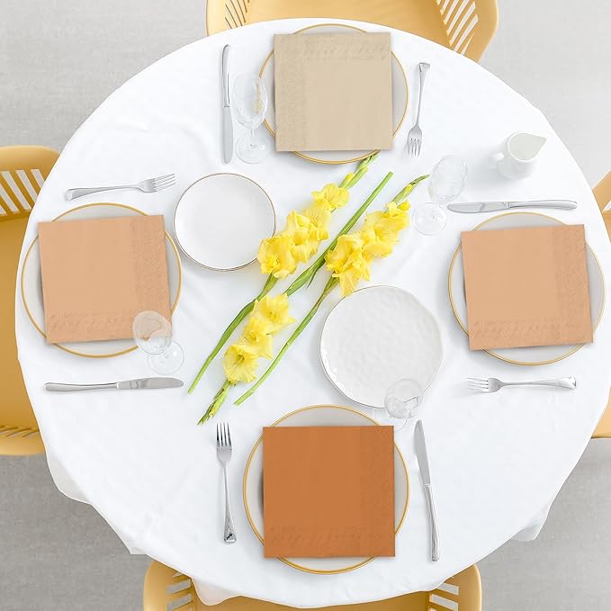 Whaline 150Pcs Earth Tone Paper Napkins 3 Colors Dinner Napkins Gradient Disposable Luncheon Napkins for Party Celebration Gathering Supplies Table Decor