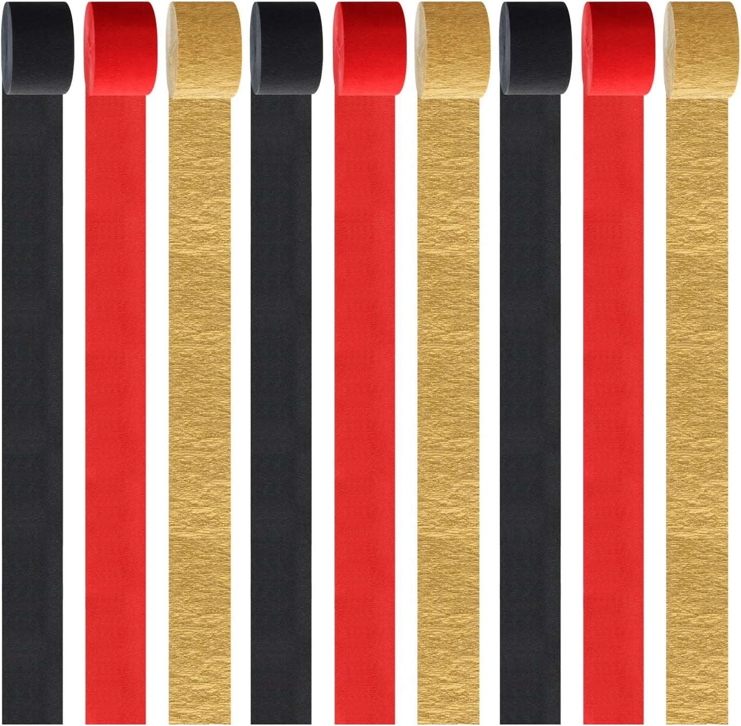 Red-Black Gold Casino-Theme Party-Decorations Streamers - 9 Rolls Graduation Wedding Birthday Baby Bridal Shower Crepe Tissue Paper Streamer Garland Decor Panduola