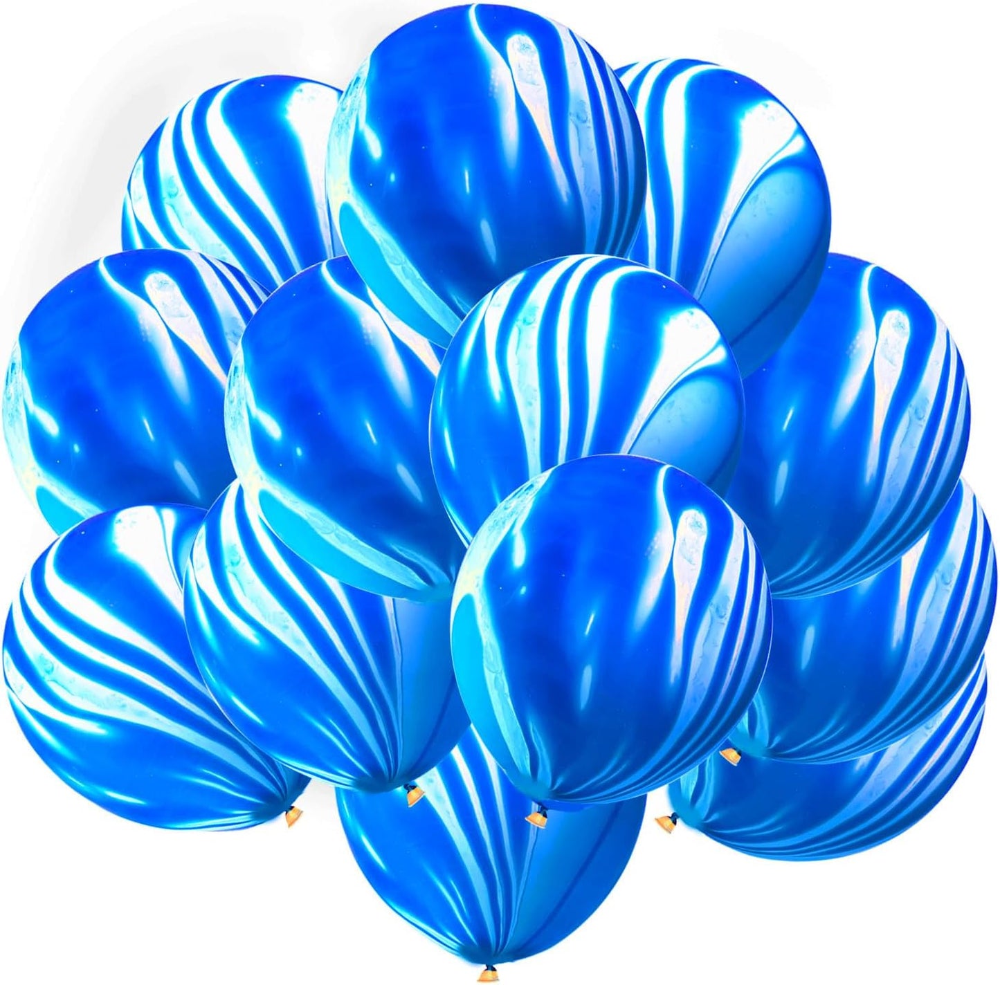 Blue Marble Balloons Marbled Agate Latex Balloons Swirl Blue Balloons 12 Inch 50 PCS Tie Dye Balloons for Birthday Party Christmas Decoration Wedding Baby Shower Festival