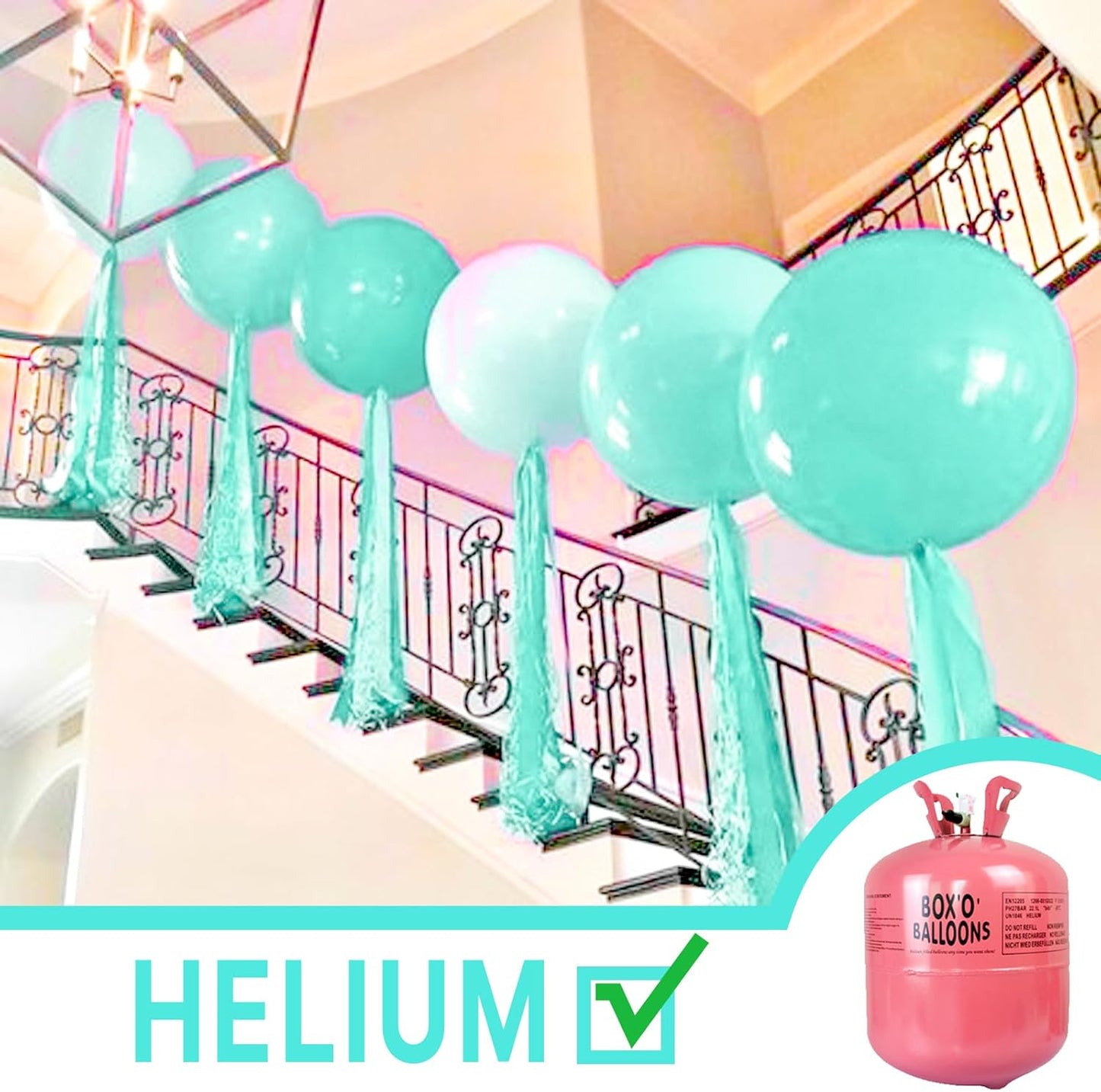 PartyWoo Teal Balloons 4 pcs 36 Inch Extra Large Big Jumbo Giant Turquoise Aqua Blue Teal Latex Helium Balloons for Graduation Wedding Baby Shower Birthday Party Decorations Teal-Y69