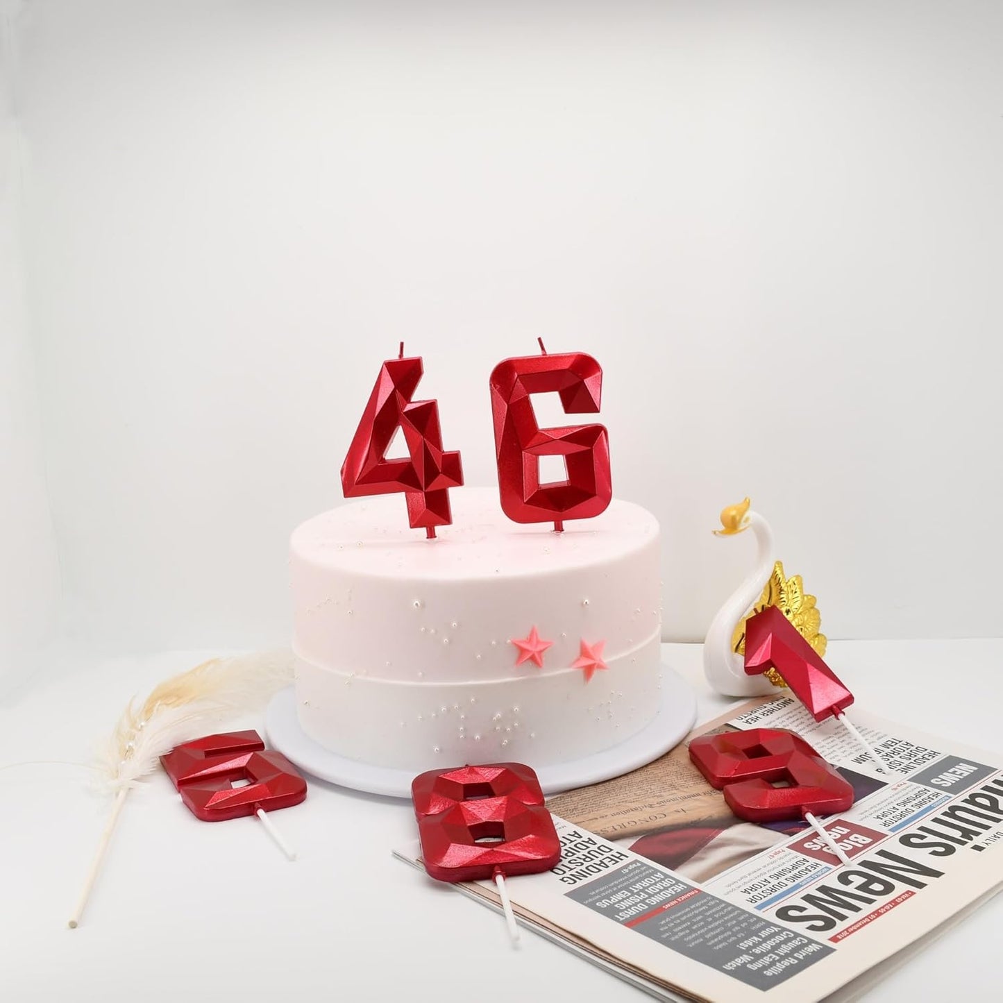 DERVENTA Large Birthday Candle Number 3D Red 3.7 inch Party Celebration Anniversary Decoration Cake Topper 1 Piece (Number 40 Red)