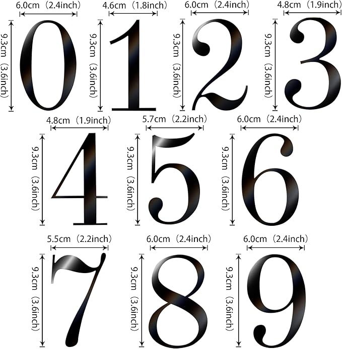 Rsstarxi 10 Pack 0-9 Numbers Cake Topper Mirrored Acrylic Numbers DIY Cake Pick for Baby Shower Wedding Birthday Anniversary Party Cake Decorations Supplies Black