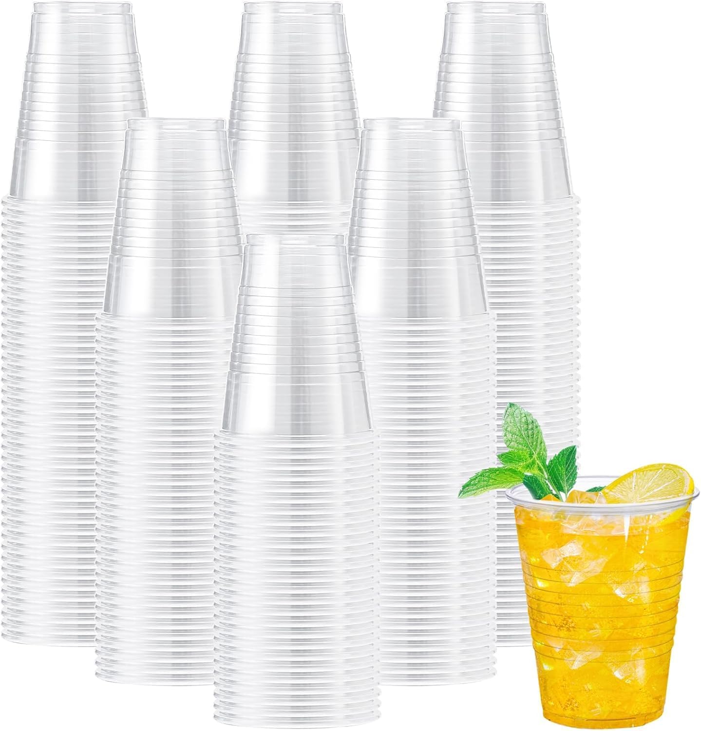 Lamosi 500 Count 9 oz Clear Plastic Cups, Disposable Cold Drinking Cups for Party, Wedding, Travel, Events