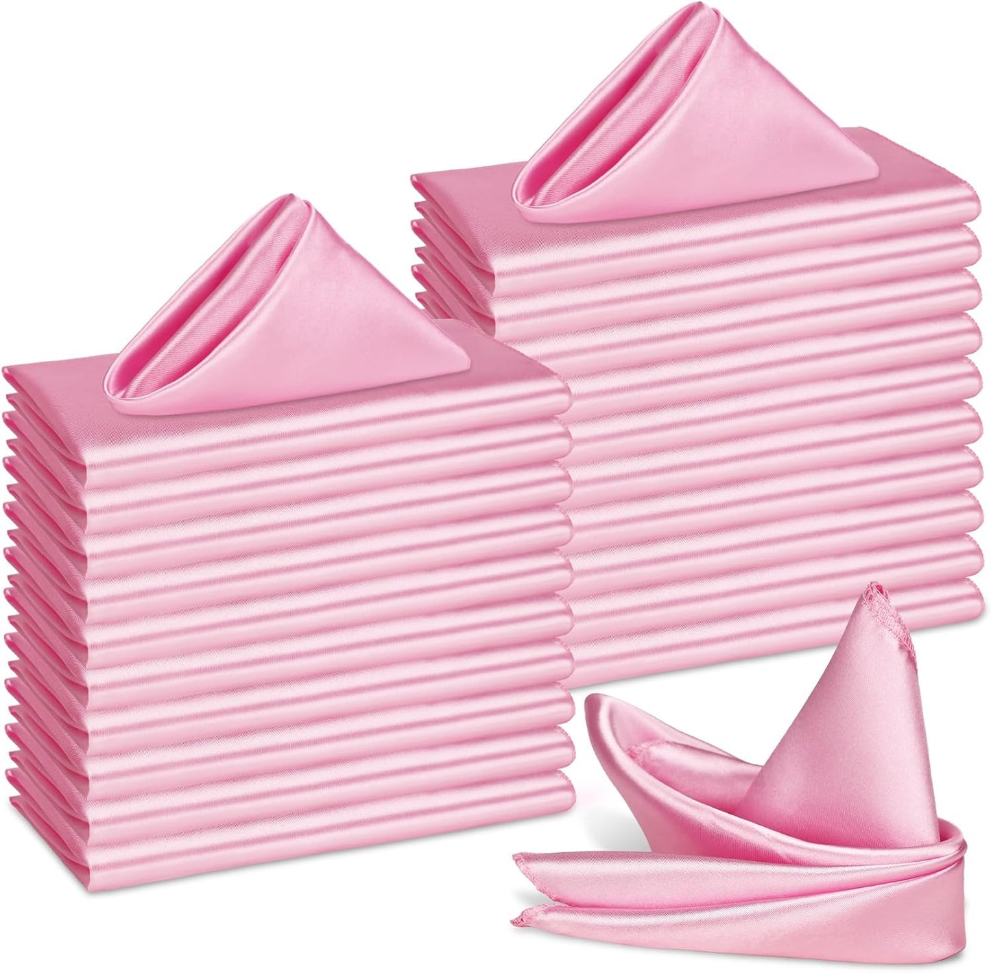 Bailarina 120 Pack Pink Satin Napkins,17x17 Inches Wedding Napkins Square Soft Silky Table Napkins Bulk Decorative Elegant Cloth Napkin for Party Decoration, Banquet,Wedding,Graduation