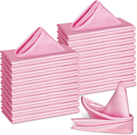 Bailarina 80 Pack Pink Satin Napkins,17x17 Inches Wedding Napkins Square Soft Silky Table Napkins Bulk Decorative Elegant Cloth Napkin for Party Decoration, Banquet,Wedding,Graduation